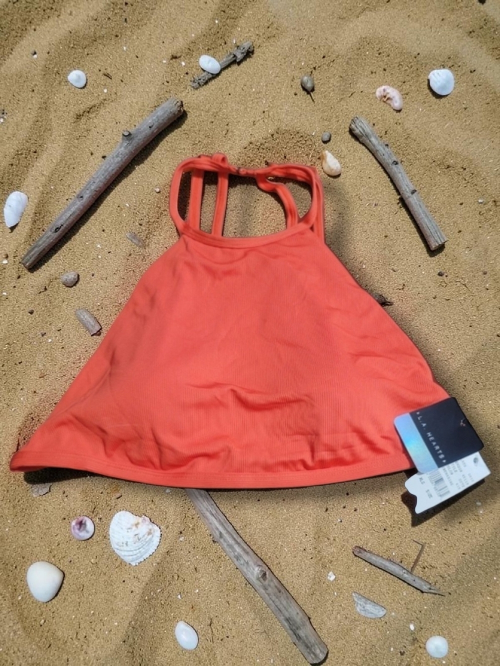 LA HEARTS - XL Coral Orange Swim Tankini Top